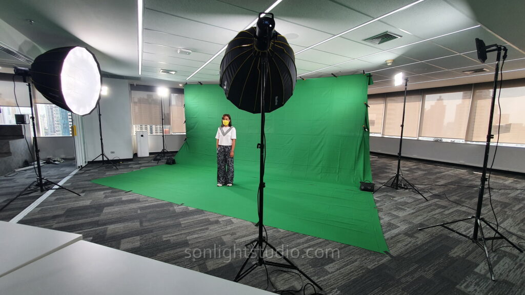 ฉากผ้าเขียวกว้าง 6 เมตรสำหรับการประชุมออนไลน์