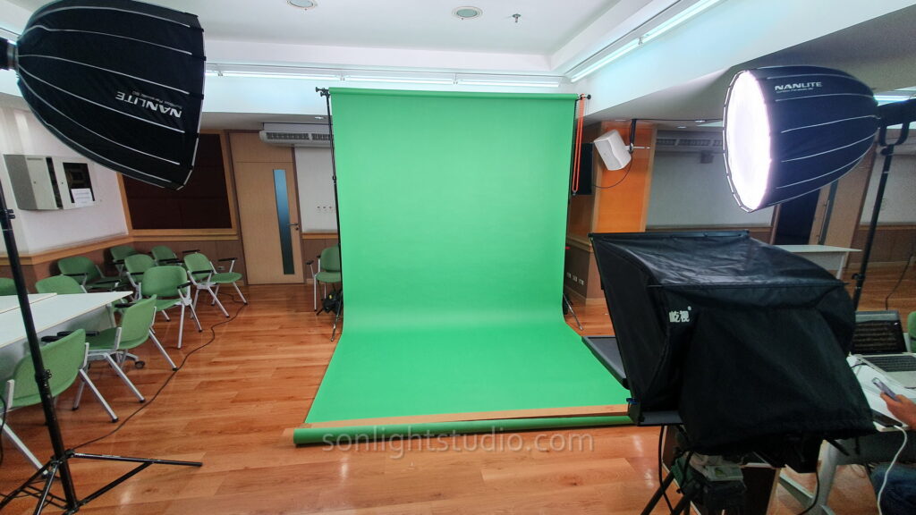อุปกรณ์ให้เช่าไฟต่อเนื่องและฉาก Green Screen สำหรับการถ่ายวิดีโอ