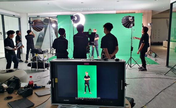 ฉากผ้าสีเขียว green screen กว้าง6เมตร สำหรับไลฟ์สดสัมมนาออนไลน์