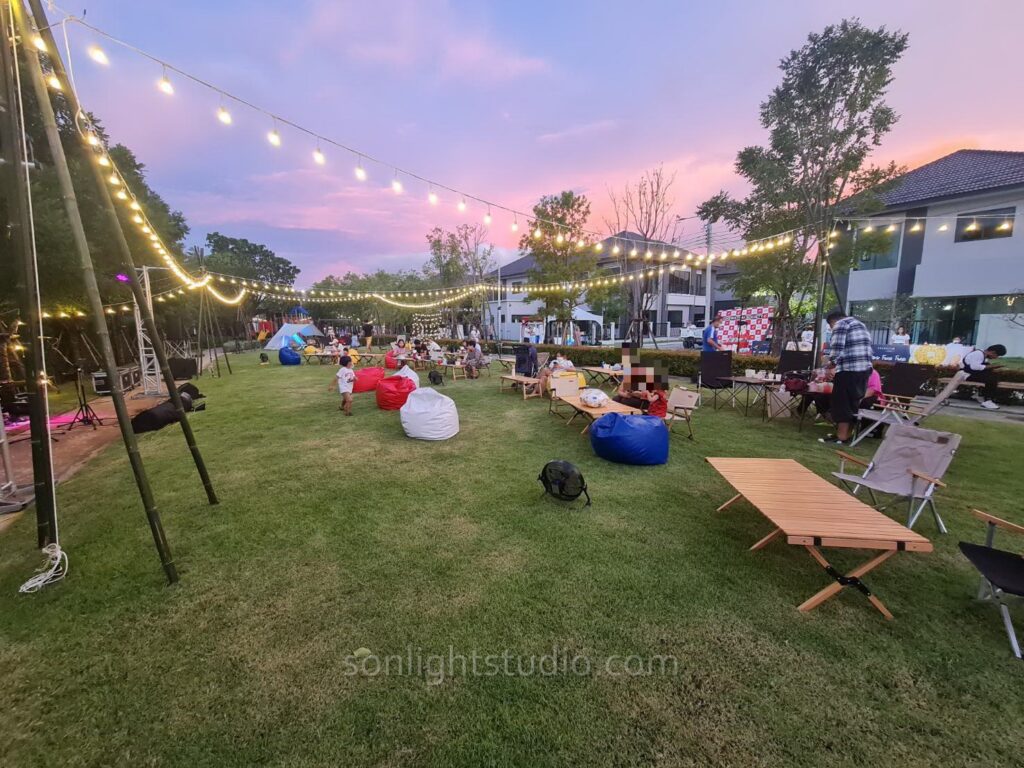 เช่าไฟตกแต่ง งานปีใหม่หมู่บ้าน พร้อมไฟปิงปองและสปอร์ตไลท์